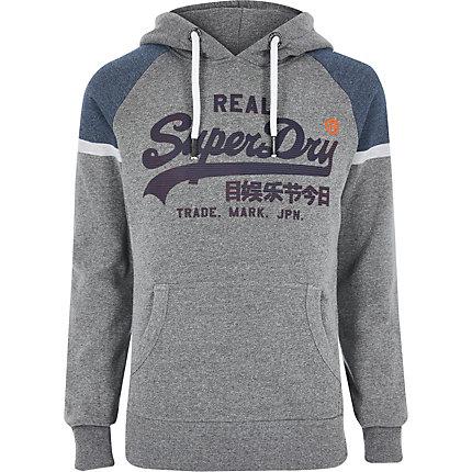 River Island Mens Superdry Chest Logo Print Hoodie