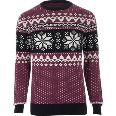 River Island Mens Jack And Jones Fairisle Christmas Jumper