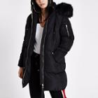 River Island Womens Faux Fur Hood Longline Puffer Jacket