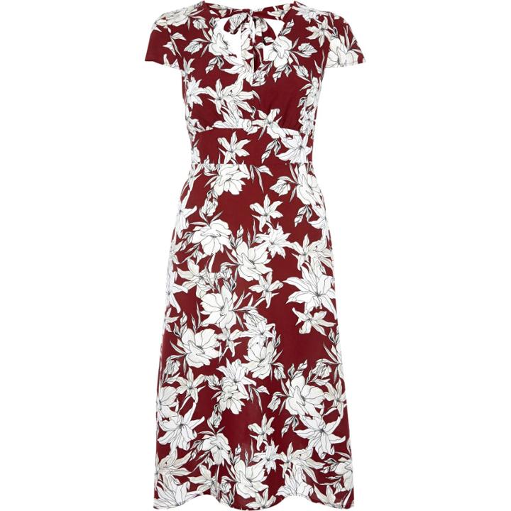 River Island Womens Floral Print Open Back Midi Tea Dress