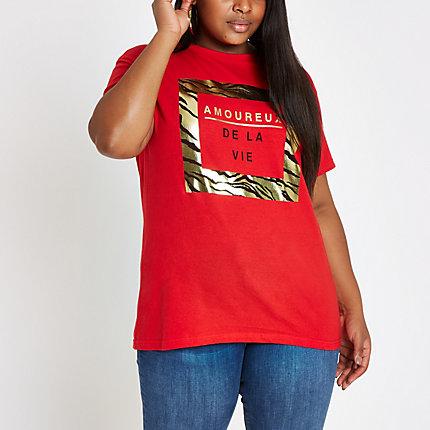 River Island Womens Plus 'amoureux' Gold Foil T-shirt