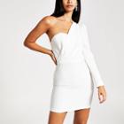 River Island Womens White One Sleeve Mini Bodycon Dress