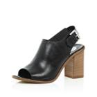 River Island Womens Leather Block Heel Slingback Sandal
