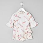 River Island Mini Girls White Slogan Print Skort Romper