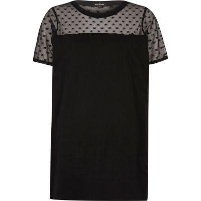 River Island Womens Star Mesh Oversized T-shirt