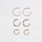 River Island Womens Gold Color Tortoise Rhinestone Earring Pack