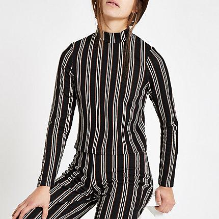 River Island Womens Petite Stripe High Neck Top