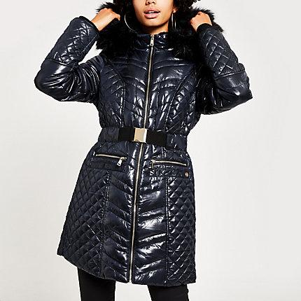 River Island Womens High Shine Fitted Padded Jacket