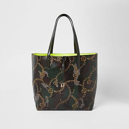 River Island Womens Camo Shopper Tote Bag