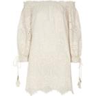 River Island Womens Embroidered Broderie Bardot Dress