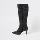 River Island Womens Diamante Embellished Knee High Boots