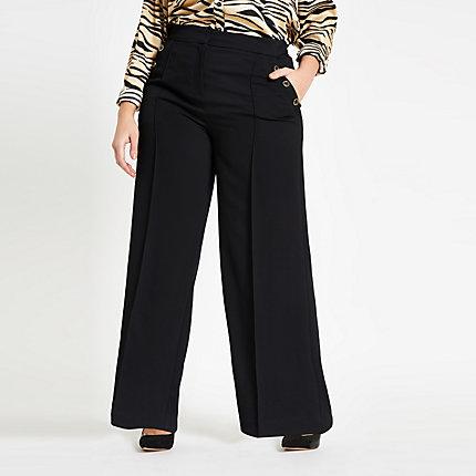River Island Womens Plus Button Wide Leg Trousers