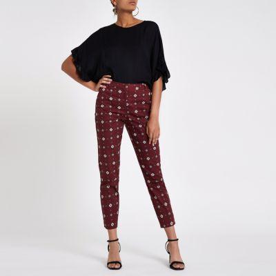 River Island Womens Tile Print Cigarette Pants