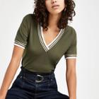 River Island Womens Tipped V Neck T-shirt