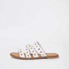 River Island Womens White Scallop Studded Mule Sandals