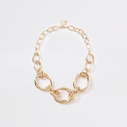 River Island Womens Gold Color Chunky Circle Necklace