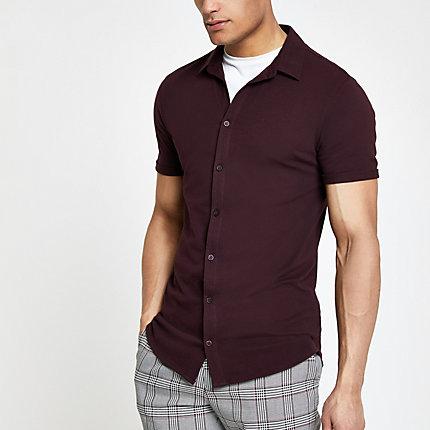 River Island Mens Muscle Fit Button Through Shirt