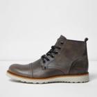River Island Menslight Leather Contrast Sole Wedge Boots
