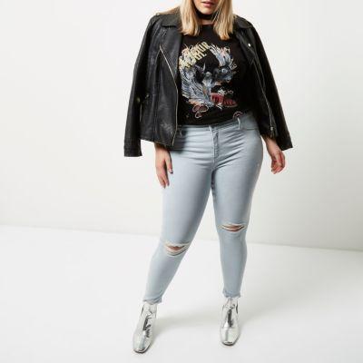River Island Womens Plus Ripped Molly Jeggings