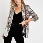 River Island Womens Sequin Ruched Sleeve Blazer