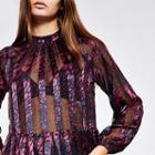 River Island Womens Printed Sheer Long Sleeve Blouse