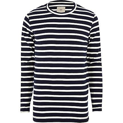 River Island Mens Minimum Stripe Long Sleeve T-shirt