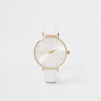 River Island Womens White Gold Color Ri Face Watch