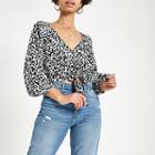 River Island Womens White Spot Tie Crop Top