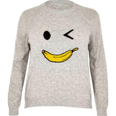 River Island Womens Plus Knit Banana Man Sweater