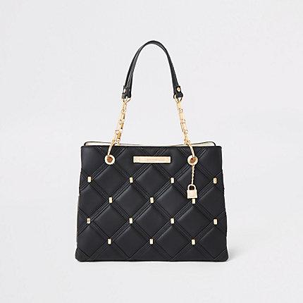 River Island Womens Quilted Studded Tote Bag