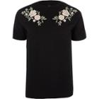 River Island Mens Rose Embroidery Print Slim Fit T-shirt