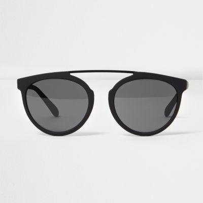 River Island Mens Rubberised Brow Bar Round Sunglasses