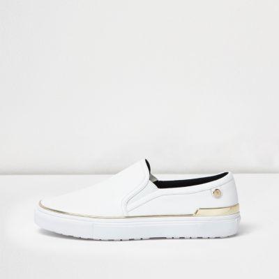 River Island Womens White Slip On Plimsolls