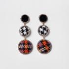 River Island Womens Check Diamante Boucle Drop Earrings