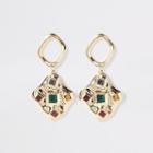 River Island Womens Gold Colour Scattered Gem Drop Earrings
