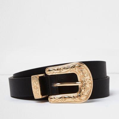 River Island Womens Plus Gold Buckle Western Belt