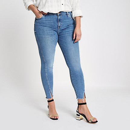 River Island Womens Plus Amelie Twisted Hem Skinny Jeans