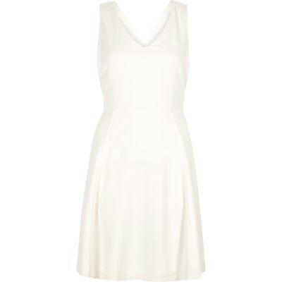 River Island Womens White Cross Back Skater Dress