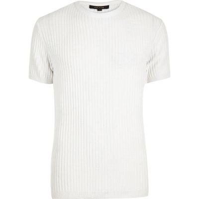River Island Mens White Chunky Ribbed T-shirt