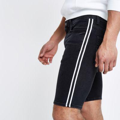 River Island Mens Skinny Tape Side Denim Shorts