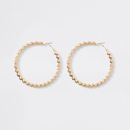 River Island Womens Gold Tone Bobble Rope Hoop Earrings