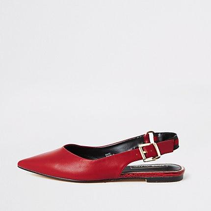River Island Womens Pointed Toe Sling Back Flat Shoe
