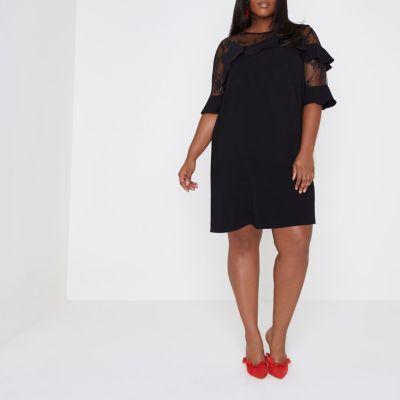 River Island Womens Plus Frill Lace Inserts Shift Dress