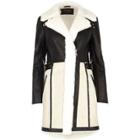 River Island Womens Faux Suede Panel Shearling Coat