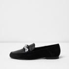 River Island Womens Suede Jewel Embellished Loafers