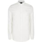 River Island Mens White Muscle Fit Long Sleeve Pique Shirt