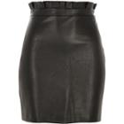 River Island Womens Paper Bag Waist Faux Leather Mini Skirt