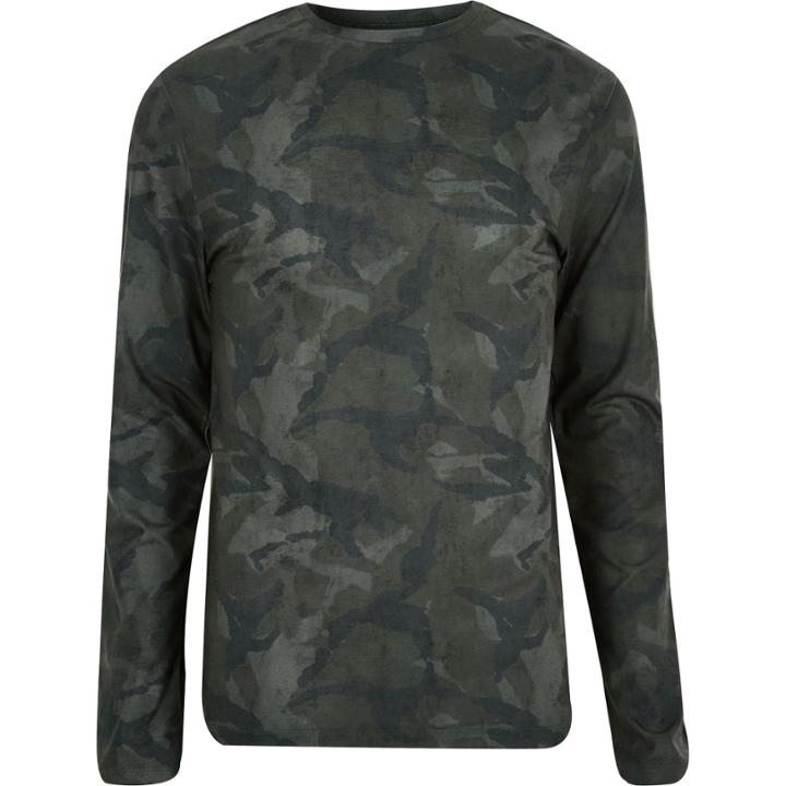 River Island Mensdark Camo Print Top