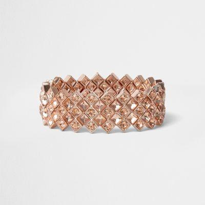 River Island Womens Rose Gold Rhinestone Bracelet