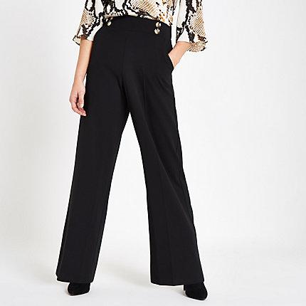 River Island Womens Petite Button Detail Wide Leg Pants